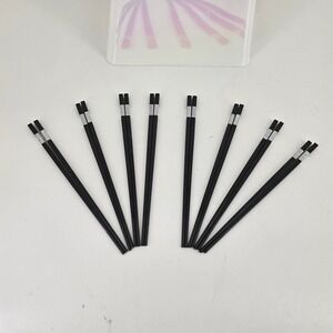 Asian Style Black Chopstick Set – 8 Count Reusable with Metallic Accent Bands